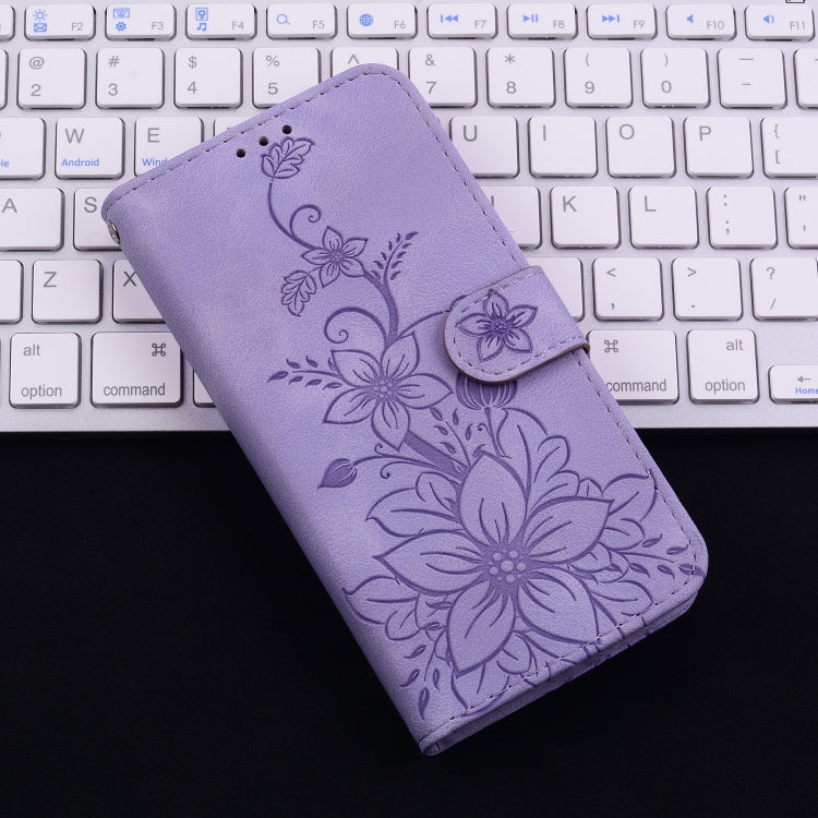 For Samsung Galaxy M55 Lily Embossed Leather Phone Case