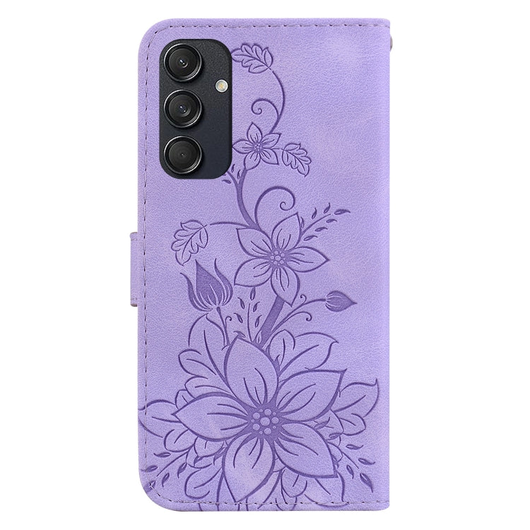 For Samsung Galaxy M55 Lily Embossed Leather Phone Case