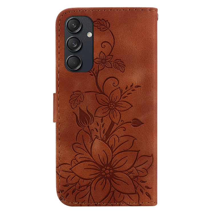 For Samsung Galaxy M55 Lily Embossed Leather Phone Case