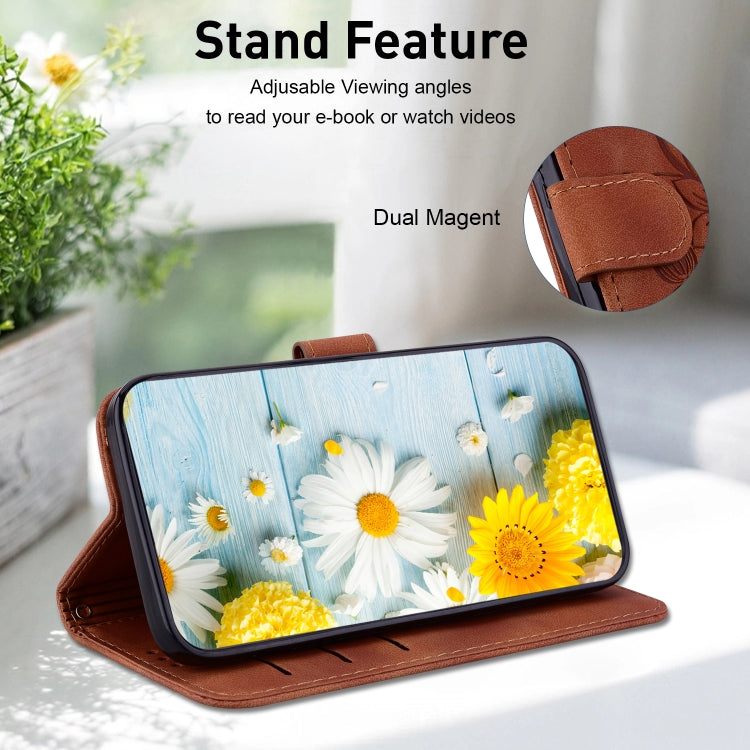 For Samsung Galaxy M55 Lily Embossed Leather Phone Case
