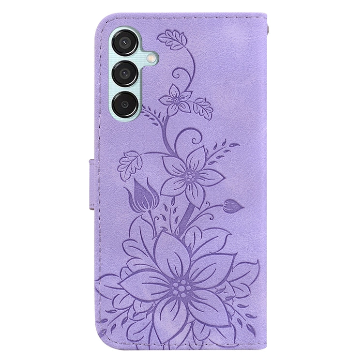 For Samsung Galaxy M15/F15 Lily Embossed Leather Phone Case