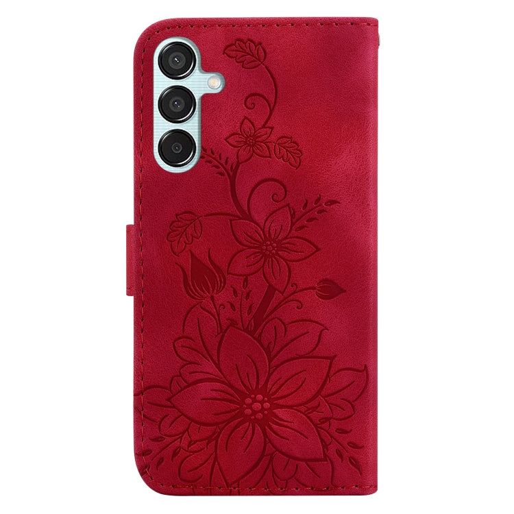 For Samsung Galaxy M15/F15 Lily Embossed Leather Phone Case