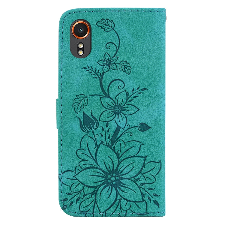 For Samsung Galaxy Xcover7 Lily Embossed Leather Phone Case