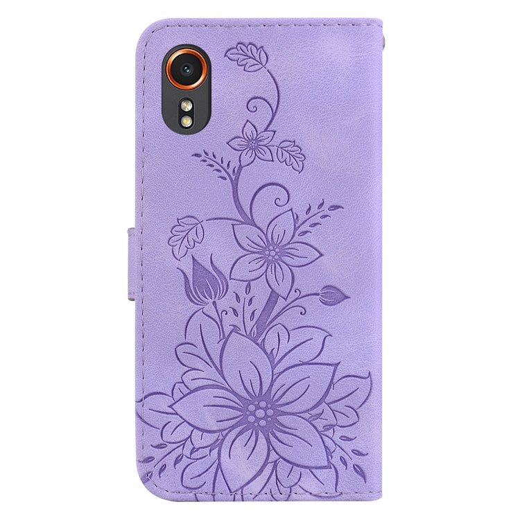 For Samsung Galaxy Xcover7 Lily Embossed Leather Phone Case