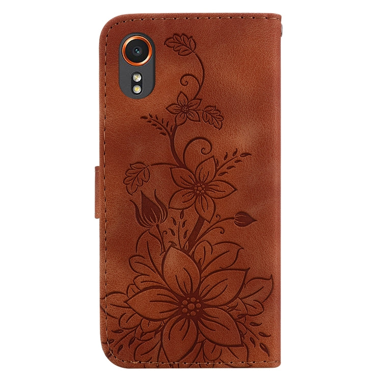 For Samsung Galaxy Xcover7 Lily Embossed Leather Phone Case