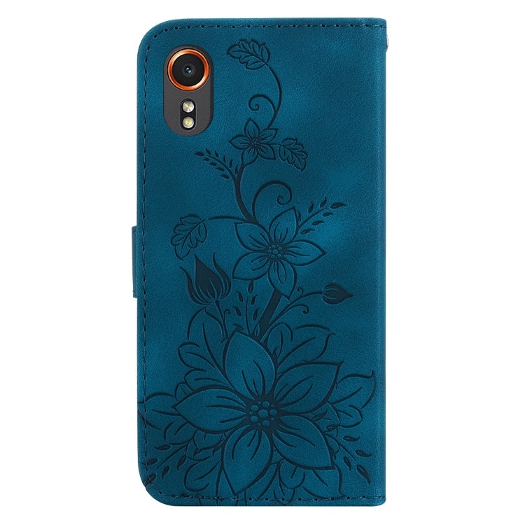 For Samsung Galaxy Xcover7 Lily Embossed Leather Phone Case