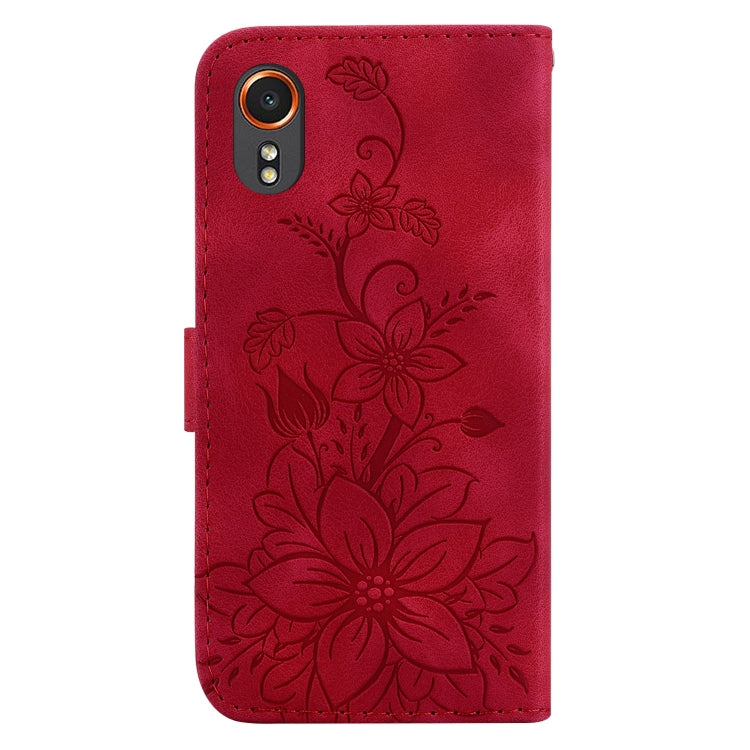 For Samsung Galaxy Xcover7 Lily Embossed Leather Phone Case