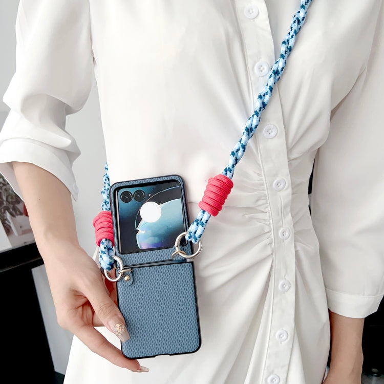 For Motorola Razr 50 Woven Texture Phone Case With Lanyard