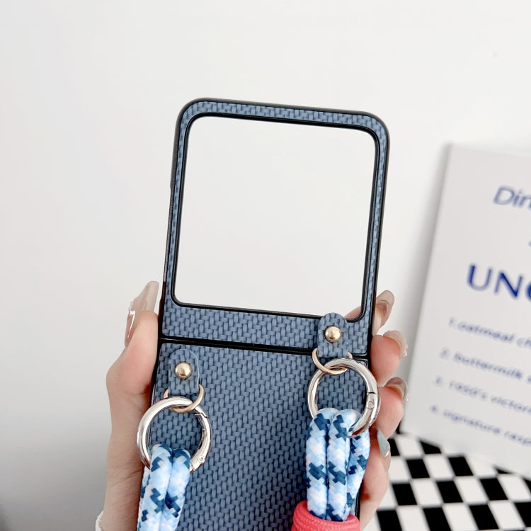 For Motorola Razr 50 Woven Texture Phone Case With Lanyard