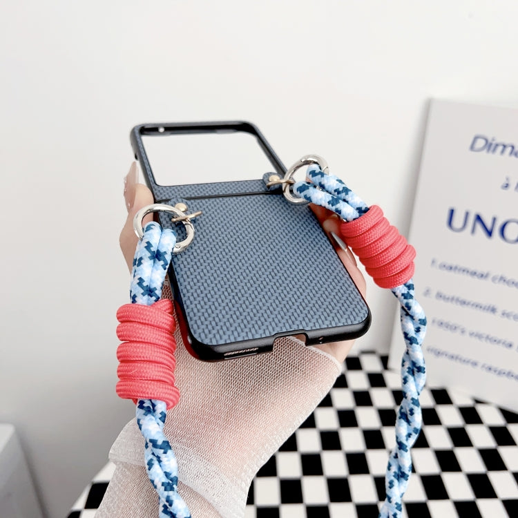 For Motorola Razr 50 Woven Texture Phone Case With Lanyard