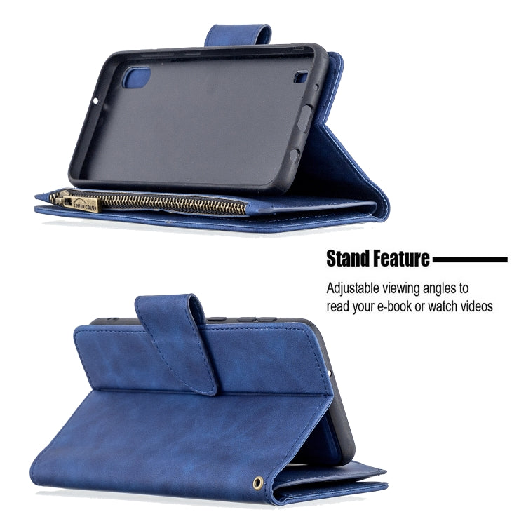 For Samsung Galaxy A10 / M10 Skin Feel Detachable Magnetic Zipper Horizontal Flip PU Leather Case with Multi-Card Slots & Holder & Wallet & Photo Frame & Lanyard