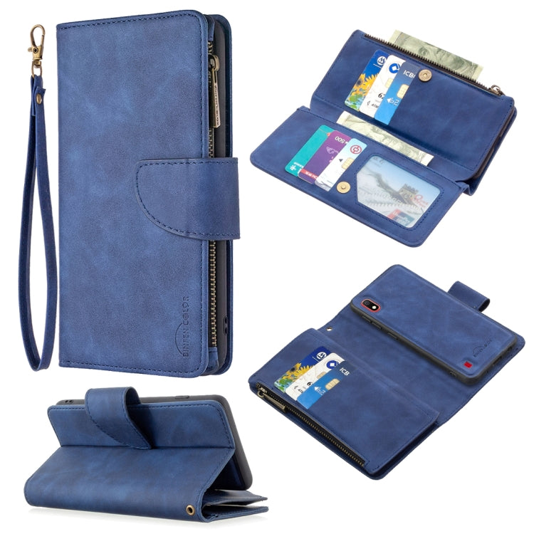 For Samsung Galaxy A10 / M10 Skin Feel Detachable Magnetic Zipper Horizontal Flip PU Leather Case with Multi-Card Slots & Holder & Wallet & Photo Frame & Lanyard