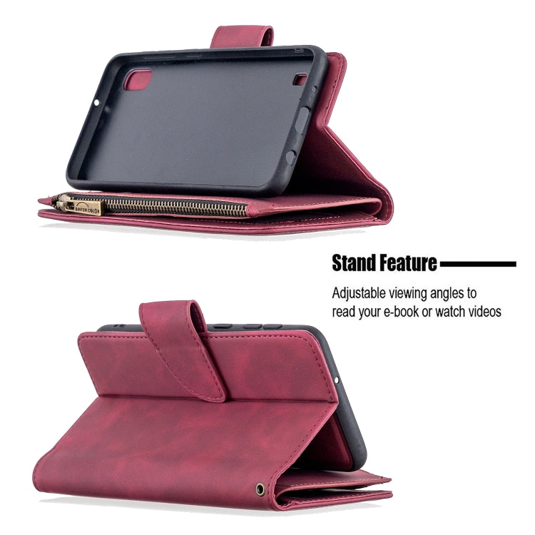 For Samsung Galaxy A10 / M10 Skin Feel Detachable Magnetic Zipper Horizontal Flip PU Leather Case with Multi-Card Slots & Holder & Wallet & Photo Frame & Lanyard