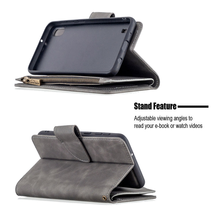 For Samsung Galaxy A10 / M10 Skin Feel Detachable Magnetic Zipper Horizontal Flip PU Leather Case with Multi-Card Slots & Holder & Wallet & Photo Frame & Lanyard
