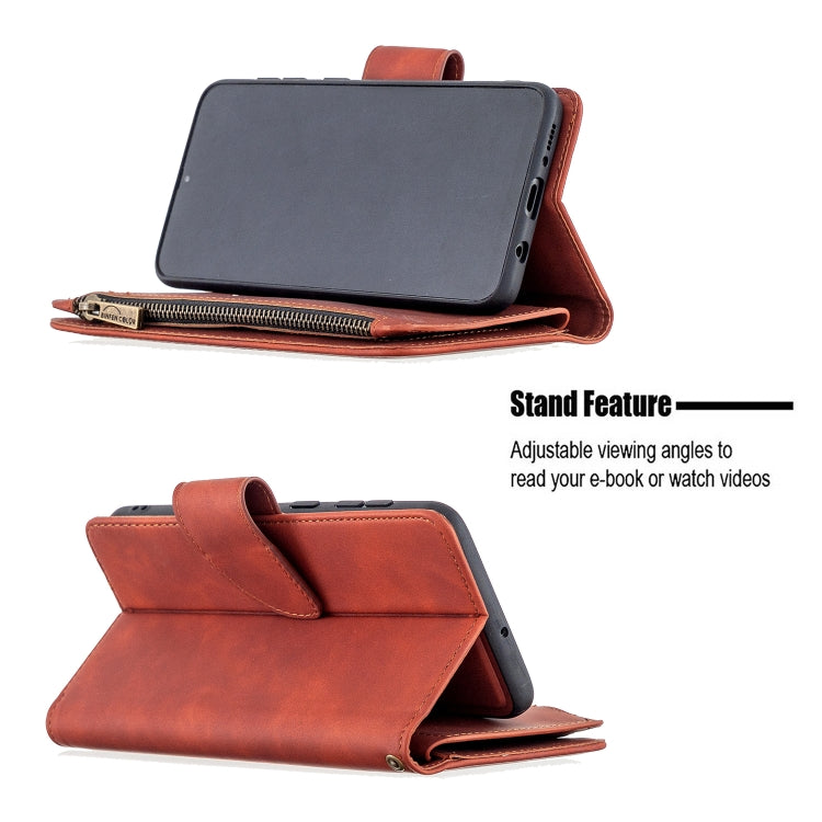For Samsung Galaxy A50 / A30s / A50s Skin Feel Detachable Magnetic Zipper Horizontal Flip PU Leather Case with Multi-Card Slots & Holder & Wallet & Photo Frame & Lanyard