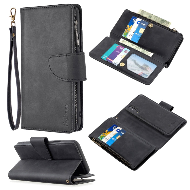 For Samsung Galaxy A50 / A30s / A50s Skin Feel Detachable Magnetic Zipper Horizontal Flip PU Leather Case with Multi-Card Slots & Holder & Wallet & Photo Frame & Lanyard