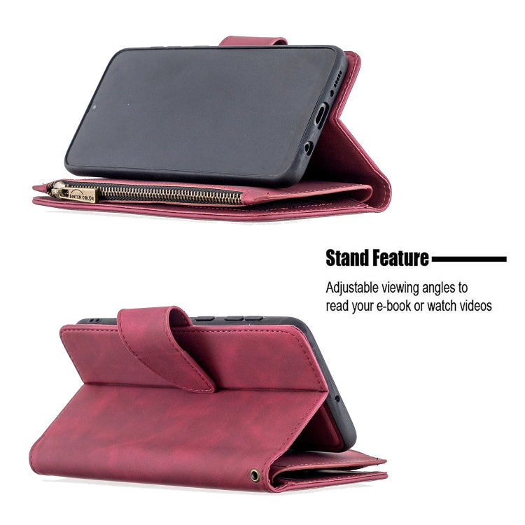 For Samsung Galaxy A50 / A30s / A50s Skin Feel Detachable Magnetic Zipper Horizontal Flip PU Leather Case with Multi-Card Slots & Holder & Wallet & Photo Frame & Lanyard