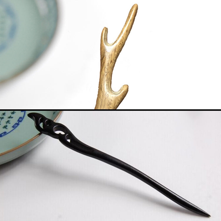 Classical Sandalwood Hairpin Hair Ornaments with Gift Box, Gift Box Random Color Delivery(Dragon Horn Green)