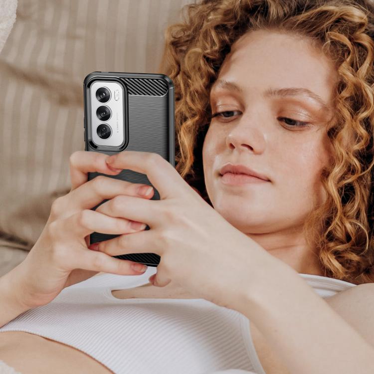 For OPPO Reno12 Pro Global Carbon Fiber Brushed Texture TPU Phone Case