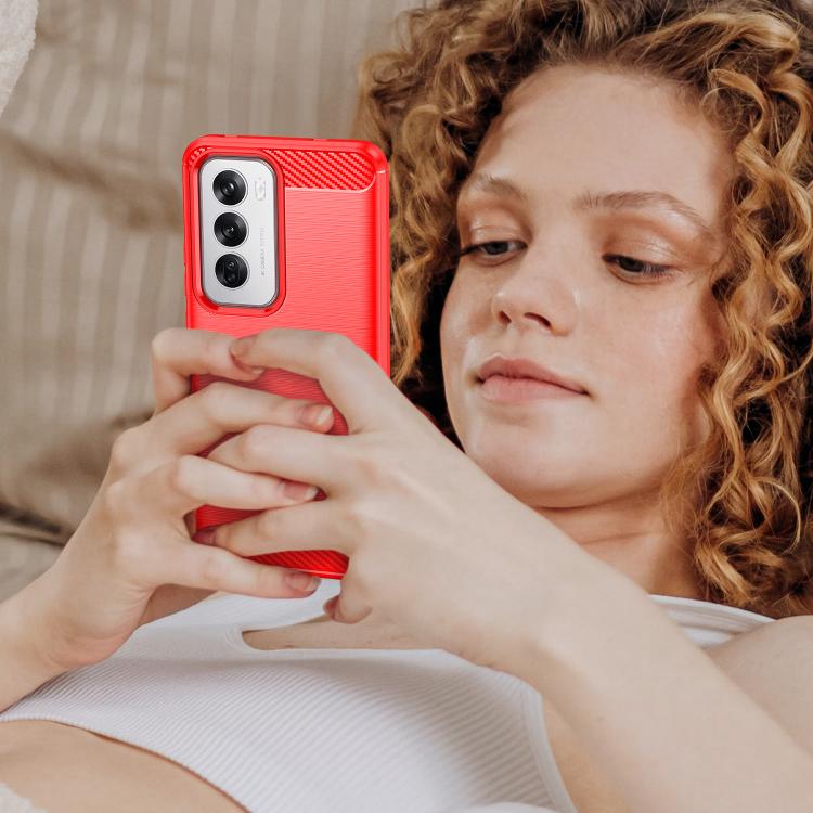 For OPPO Reno12 Global Carbon Fiber Brushed Texture TPU Phone Case