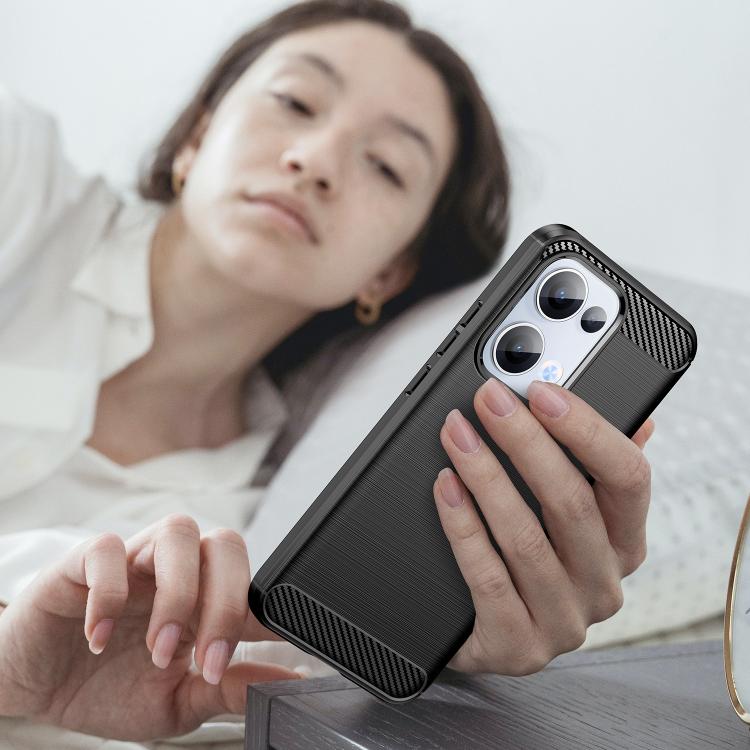 For OPPO Reno13 Global Carbon Fiber Brushed Texture TPU Phone Case