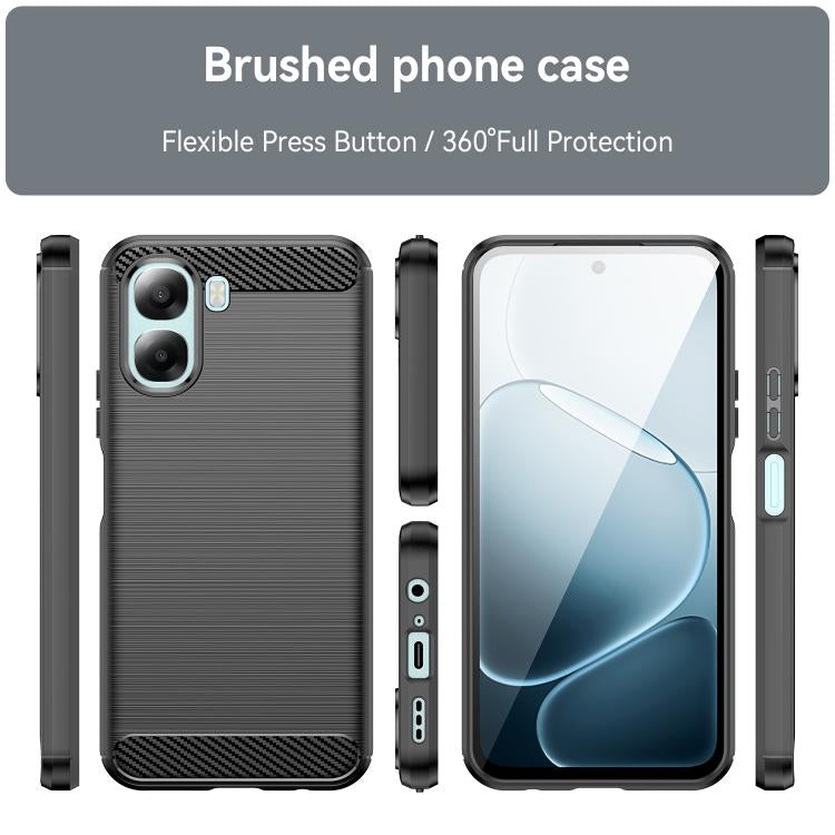 For OPPO A6x 4G Carbon Fiber Brushed Texture TPU Phone Case