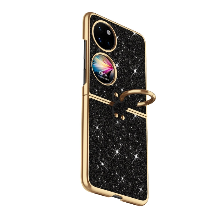 For Huawei P50 Pocket Plating Gradient Color Glitter Phone Case With Ring Holder