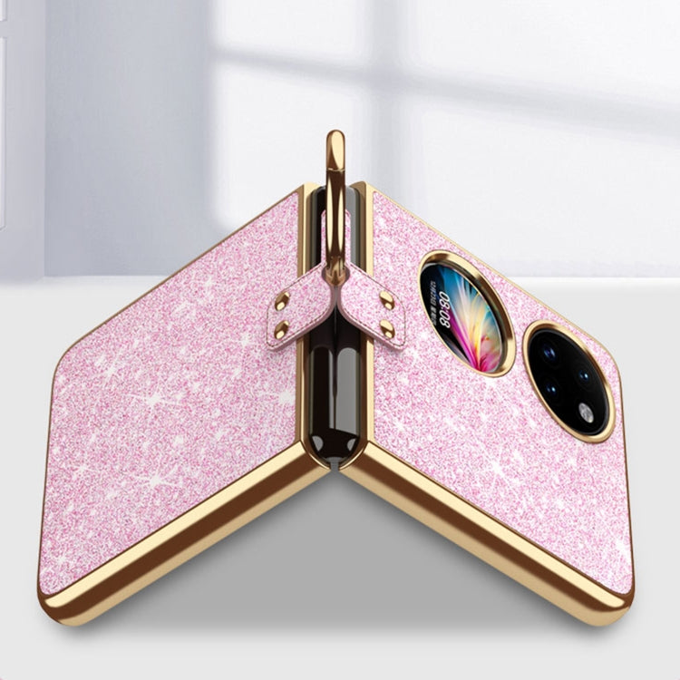 For Huawei P50 Pocket Plating Gradient Color Glitter Phone Case With Ring Holder