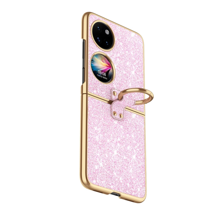For Huawei P50 Pocket Plating Gradient Color Glitter Phone Case With Ring Holder