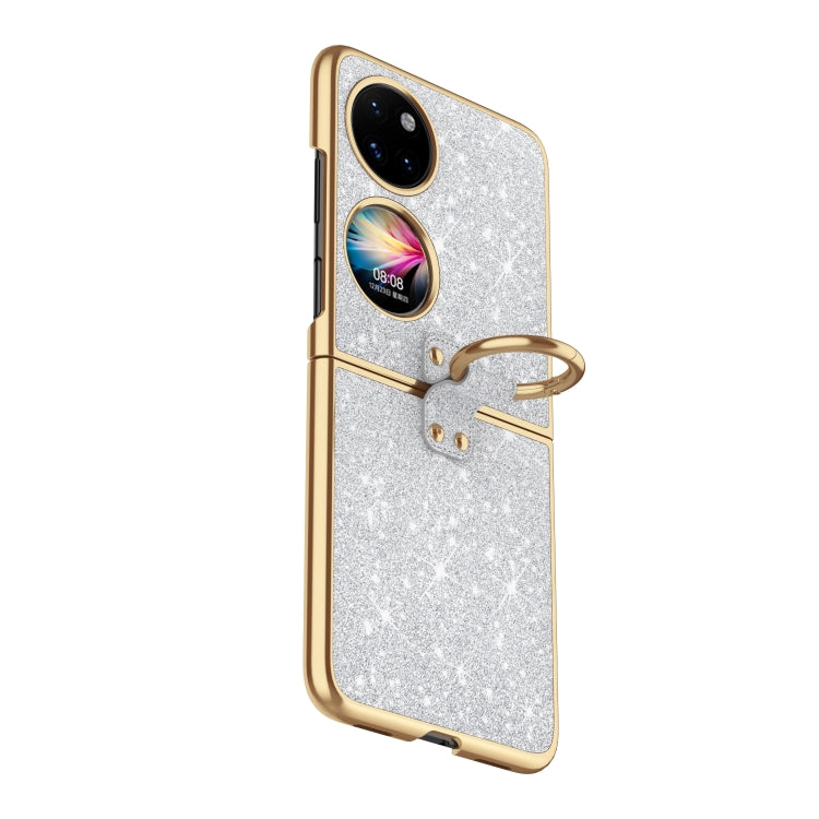 For Huawei P50 Pocket Plating Gradient Color Glitter Phone Case With Ring Holder