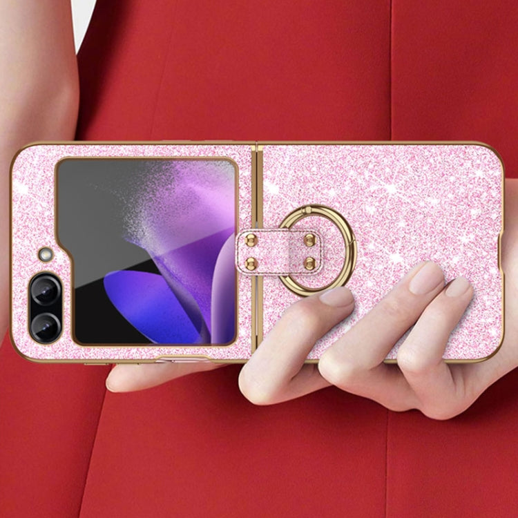 For Samsung Galaxy Z Flip6 / Flip7 FE Plating Gradient Color Glitter Phone Case With Ring Holder