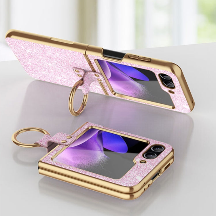 For Samsung Galaxy Z Flip6 / Flip7 FE Plating Gradient Color Glitter Phone Case With Ring Holder