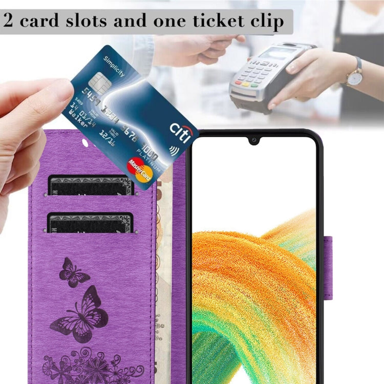 For Samsung Galaxy A24 / A25 5G Butterfly Embossed Flip Leather Phone Case