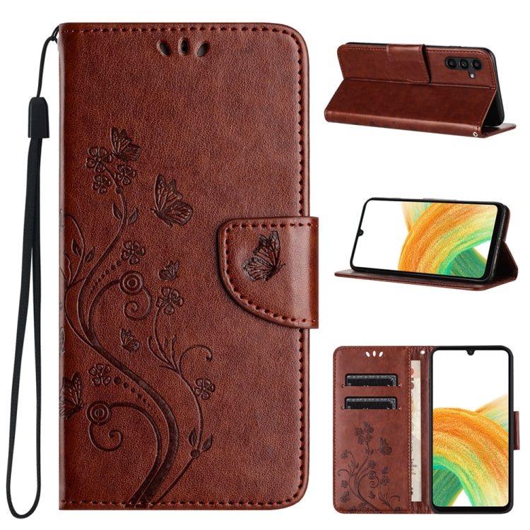For Samsung Galaxy A24 / A25 5G Butterfly Flower Pattern Flip Leather Phone Case