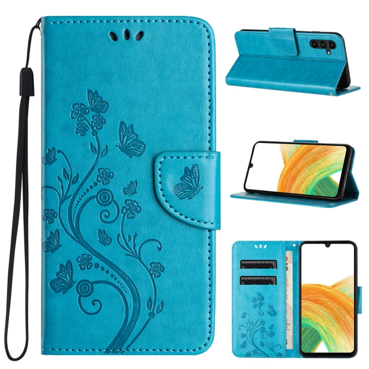 For Samsung Galaxy A24 / A25 5G Butterfly Flower Pattern Flip Leather Phone Case