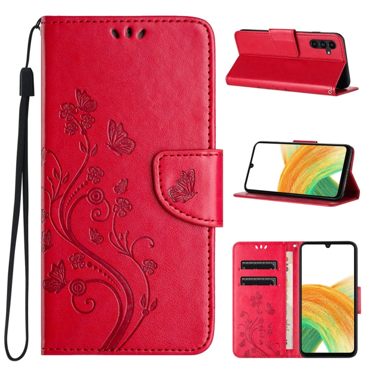 For Samsung Galaxy A24 / A25 5G Butterfly Flower Pattern Flip Leather Phone Case