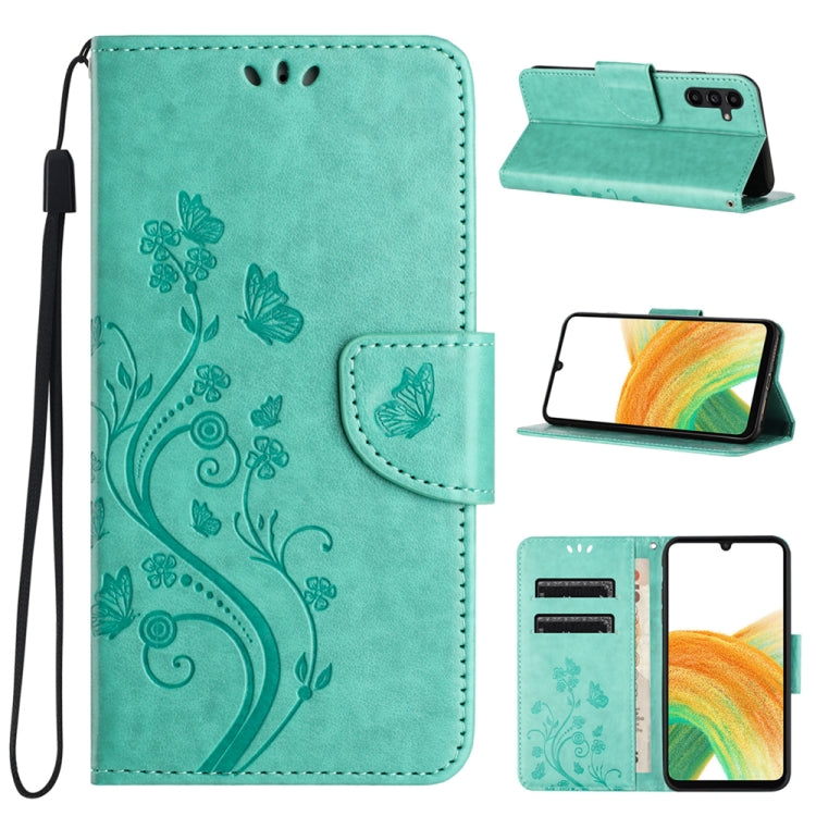 For Samsung Galaxy A24 / A25 5G Butterfly Flower Pattern Flip Leather Phone Case