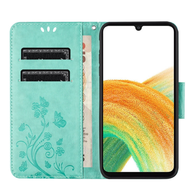 For Samsung Galaxy A24 / A25 5G Butterfly Flower Pattern Flip Leather Phone Case