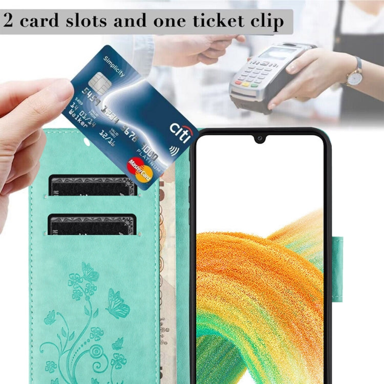 For Samsung Galaxy A24 / A25 5G Butterfly Flower Pattern Flip Leather Phone Case