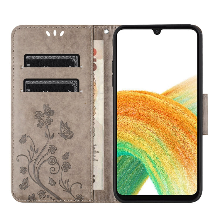 For Samsung Galaxy A24 / A25 5G Butterfly Flower Pattern Flip Leather Phone Case