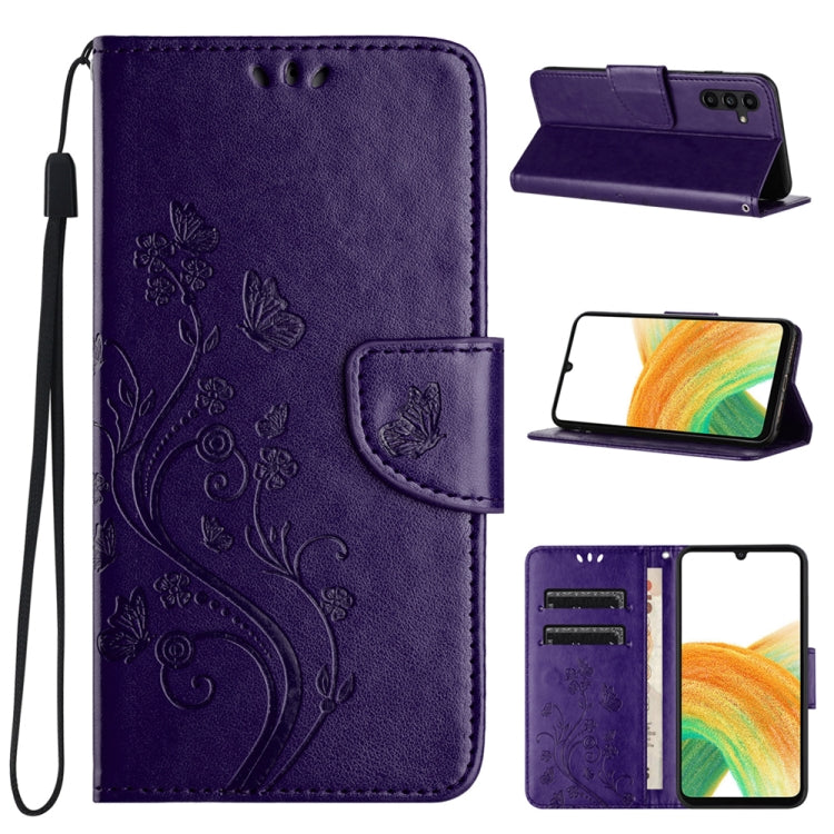 For Samsung Galaxy A24 / A25 5G Butterfly Flower Pattern Flip Leather Phone Case