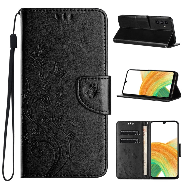 For Samsung Galaxy A24 / A25 5G Butterfly Flower Pattern Flip Leather Phone Case