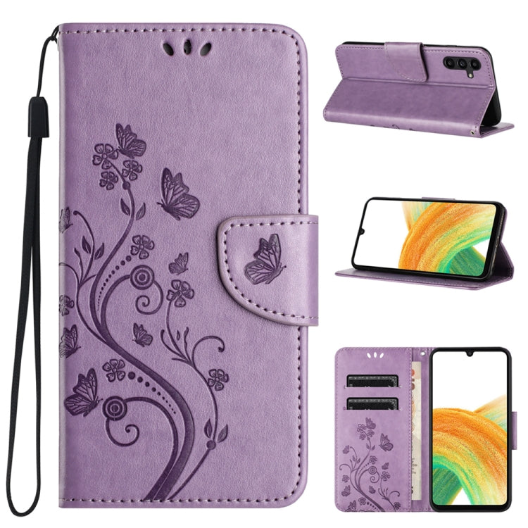 For Samsung Galaxy A24 / A25 5G Butterfly Flower Pattern Flip Leather Phone Case