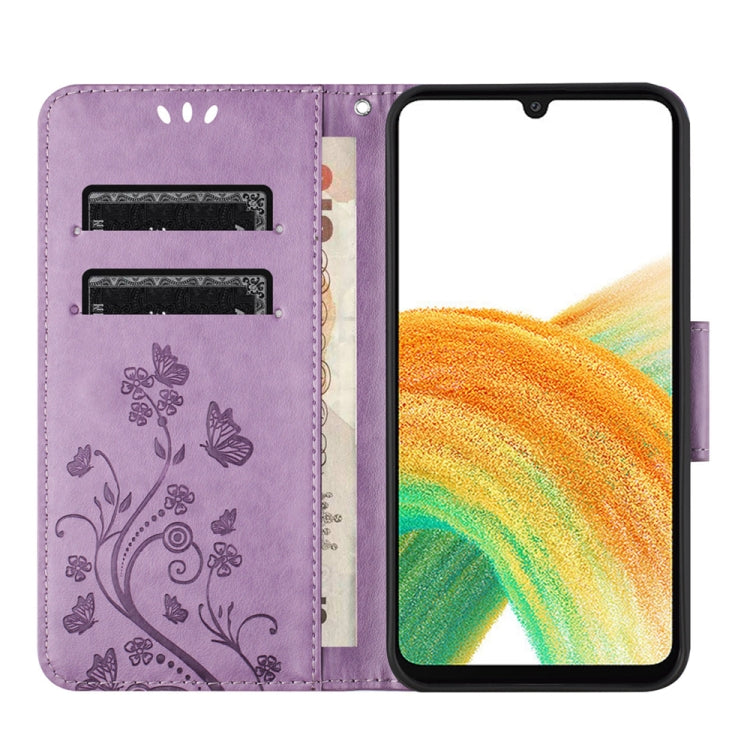 For Samsung Galaxy A24 / A25 5G Butterfly Flower Pattern Flip Leather Phone Case
