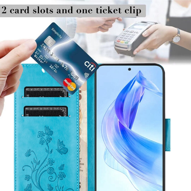 For Honor 90 Lite Butterfly Flower Pattern Flip Leather Phone Case