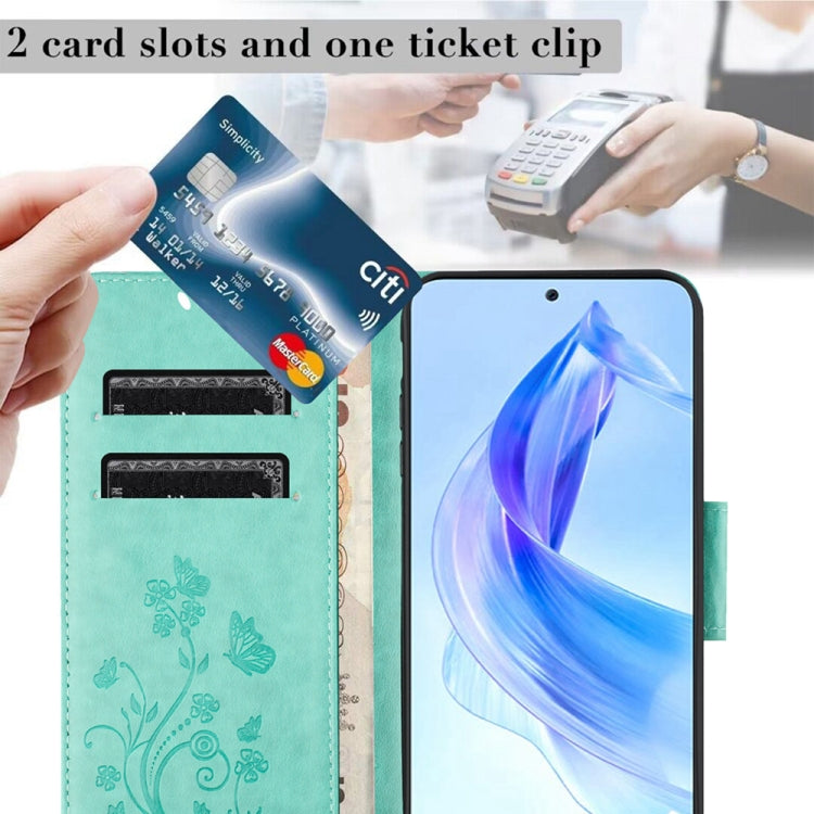 For Honor 90 Lite Butterfly Flower Pattern Flip Leather Phone Case