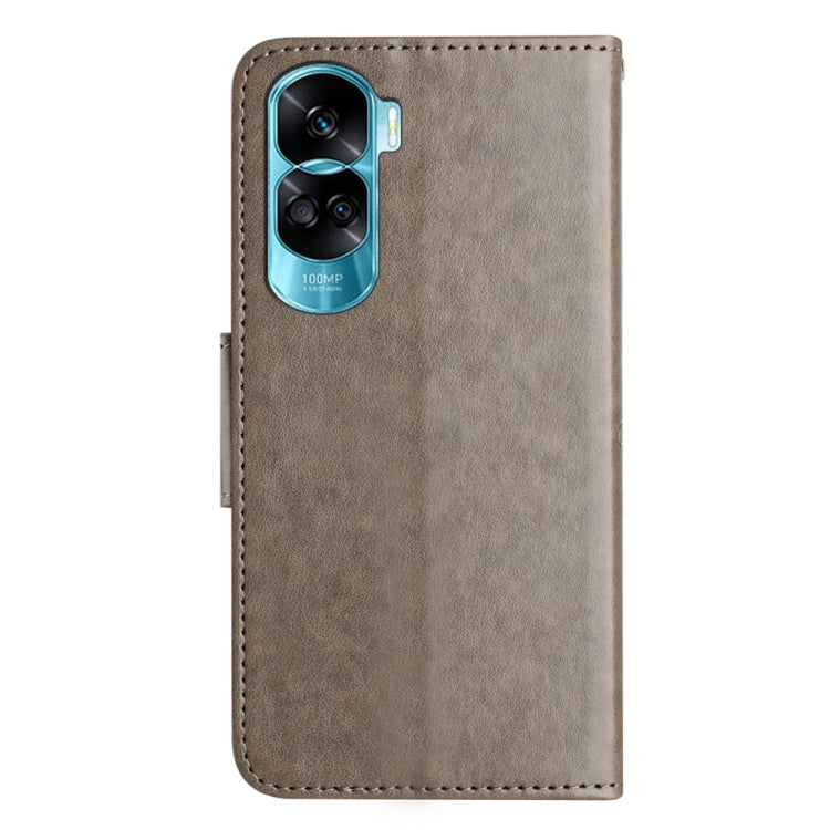 For Honor 90 Lite Butterfly Flower Pattern Flip Leather Phone Case