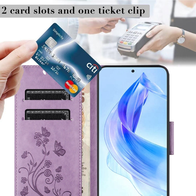 For Honor 90 Lite Butterfly Flower Pattern Flip Leather Phone Case