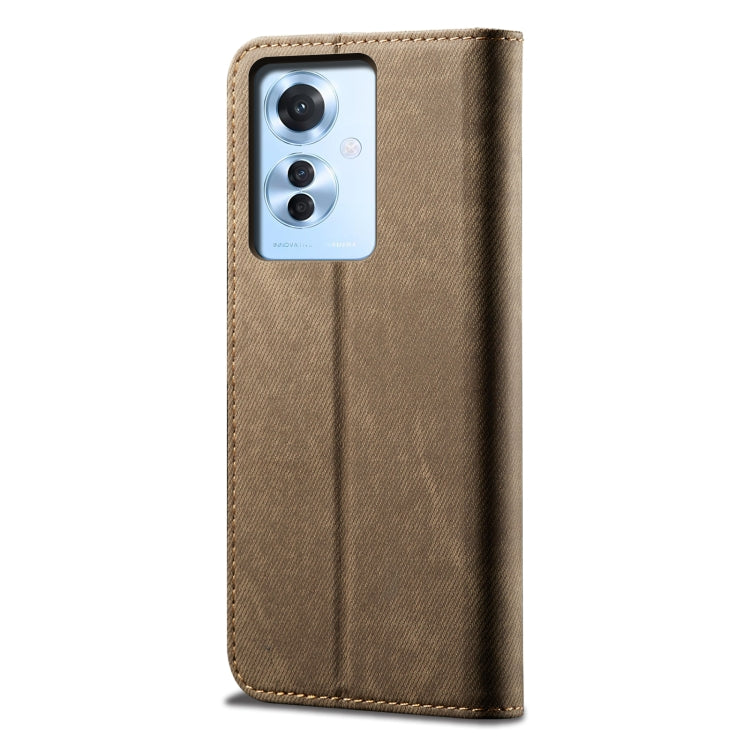 For OPPO Reno11 F / F25 Pro Denim Texture Casual Style Horizontal Flip Leather Case