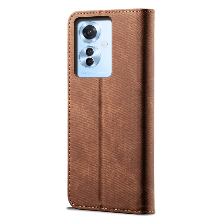 For OPPO Reno11 F / F25 Pro Denim Texture Casual Style Horizontal Flip Leather Case